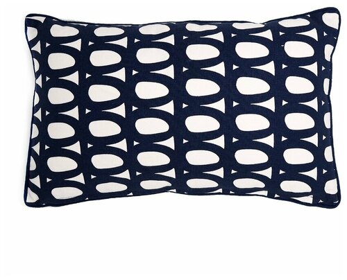 Чехол для подушки с принтом Twirl темно-синего цвета и декоративной окантовкой, 30х50 см, Tkano, TK18-CC0005