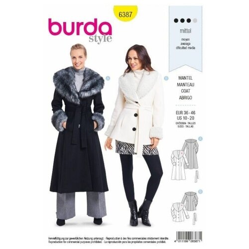 фото Выкройка burda 6387 - пальто