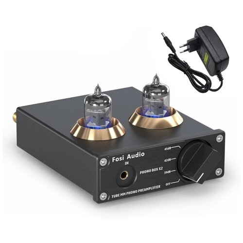 Ламповый предварительный усилитель Fosi Audio Phono Box X2 с блоком питания