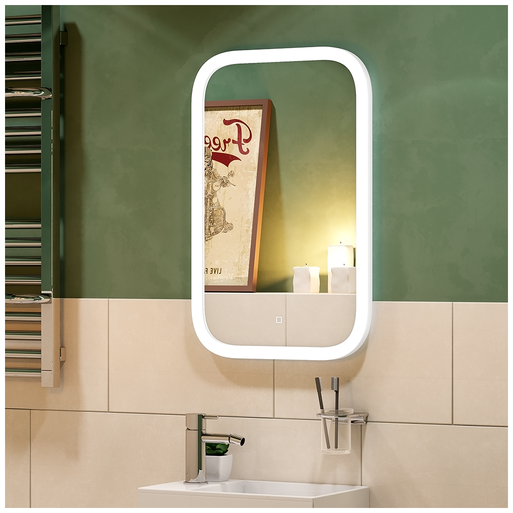 Зеркало с подсветкой и сенсором для ванной комнаты Continent Glamour 40х70 см - фотография № 7