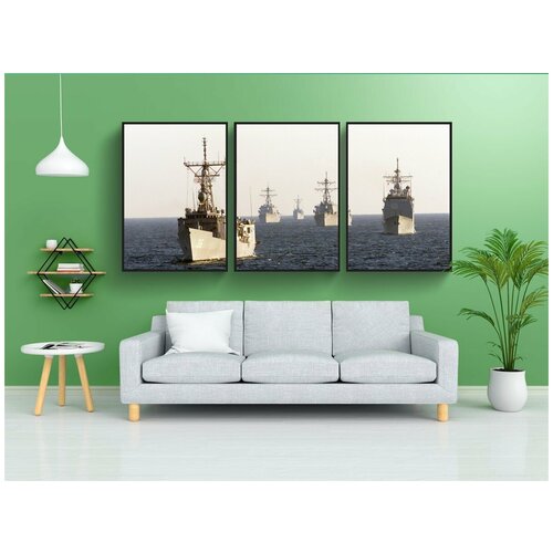фото Набор модулных постеров для интерьера "военные корабли, корабли, боевые корабли" 60x90 см. в тубусе, без рамки lotsprints