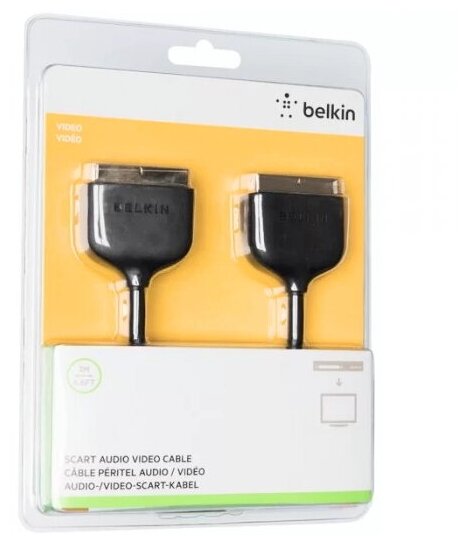 Аудио Видео Кабель Belkin SCART - SCART 2м Black (F3Y047BF2M)