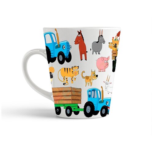 фото Кружка-латте coolpodarok мультфильмы для детей синий трактор (животные)