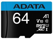 Карта памяти ADATA MICRO SDXC 64GB CLASS10 W/AD (AUSDX64GUICL10-RA1)