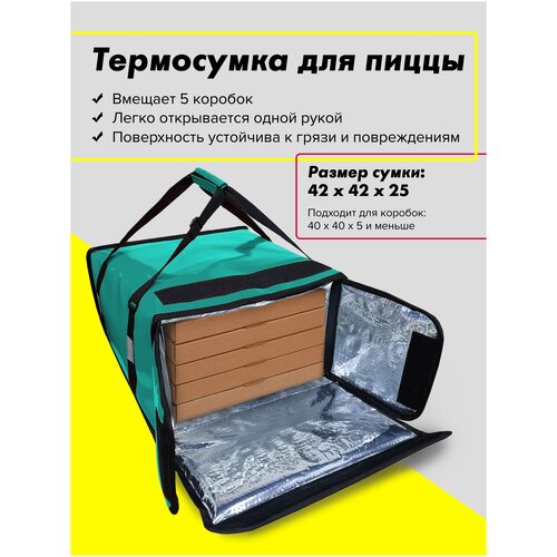 фото Термосумка для доставки пиццы на 5 коробок 42х42х25 см. доставляй.ру