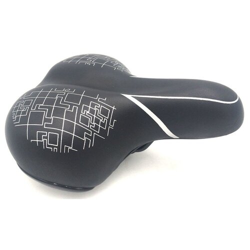 фото Седло horst комфортное с замком 250x210мм широкое 660гр черное с серебр. орнаментом