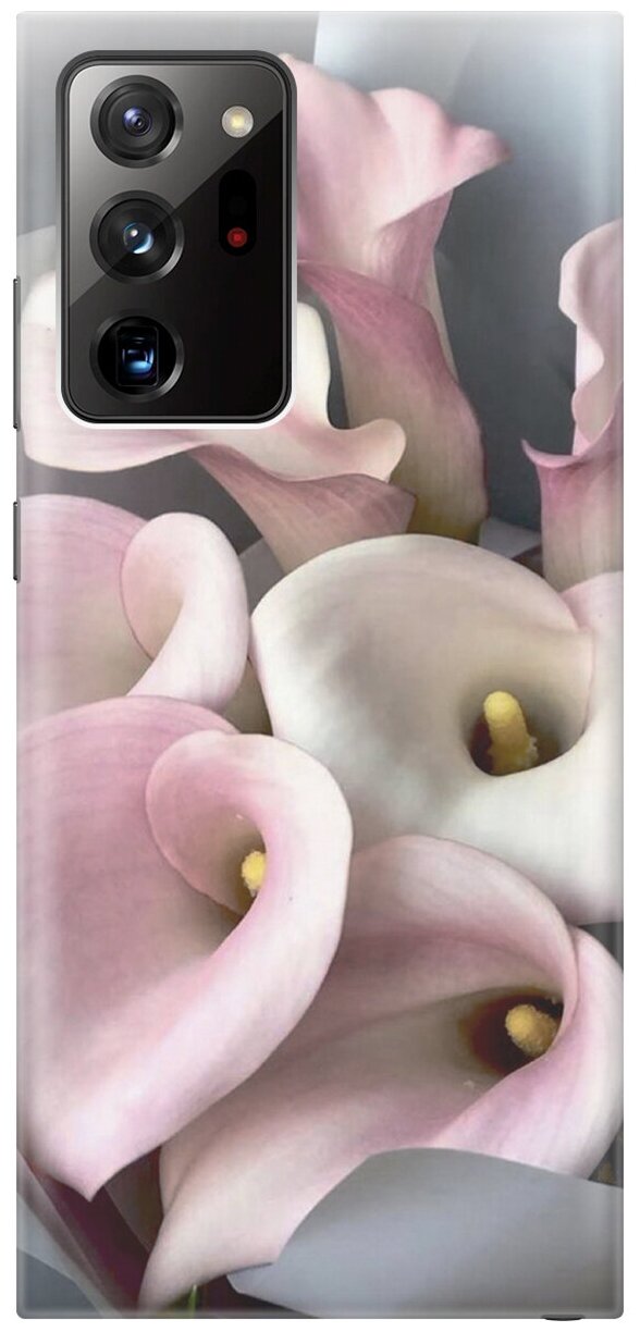 Силиконовый чехол на Samsung Galaxy Note 20 Ultra / Самсунг Ноут 20 ультра с принтом "Розовые каллы"