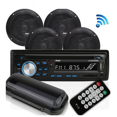 Аудиосистема магнитофон и 4 черные колонки для катера PYLE PLCDBT95MRB PLCDBT95MRB PYLE 2300000₽