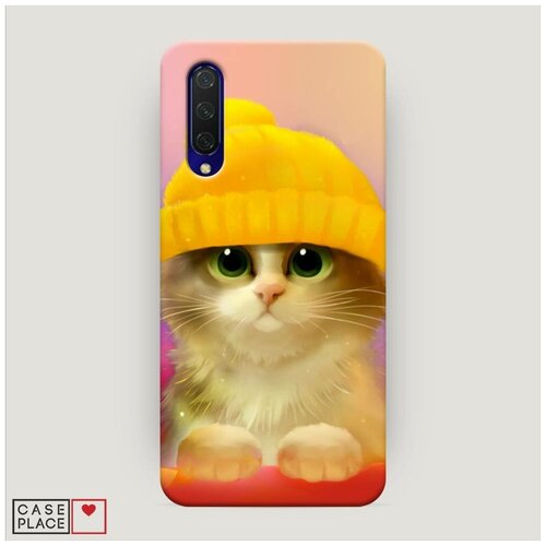 фото Чехол пластиковый xiaomi mi cc9 котенок в желтой шапке case place