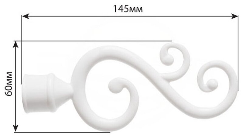 Карниз металлический однорядный DDA Swan с наконечником диаметр 22мм, белый, 160 см . - фотография № 3