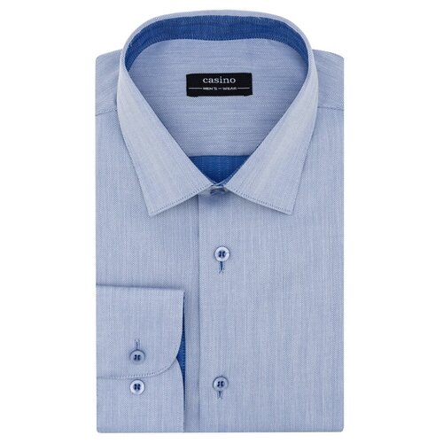фото Рубашка мужская длинный рукав casino c213/151/5301/z/1, полуприталенный силуэт / regular fit, цвет голубой, рост 174-184, размер ворота 44