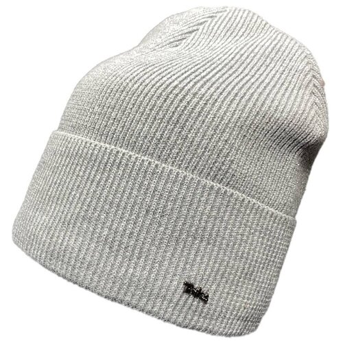 фото Шапка женская утепленная зимняя с рюлексом / женская шапка с подворотом / цвет серый triks