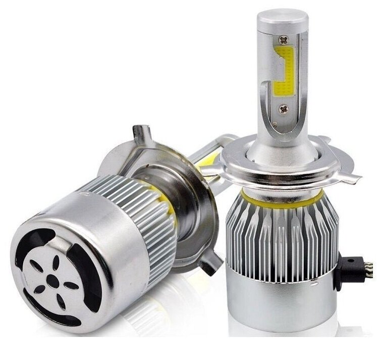 H4 лампа светодиодная для авто 2 шт. LED C6 (ярче ксенона) 12/24V 5000K 3800Lm / LED лампа для машины