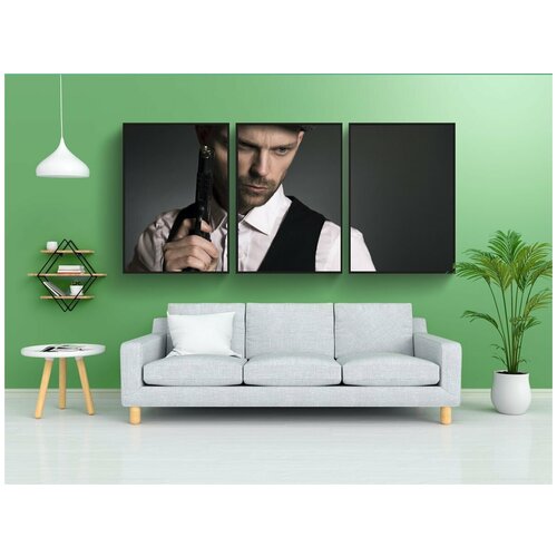 фото Набор модулных постеров для интерьера "опасный, человек, пистолет" 60x90 см. в тубусе, без рамки lotsprints