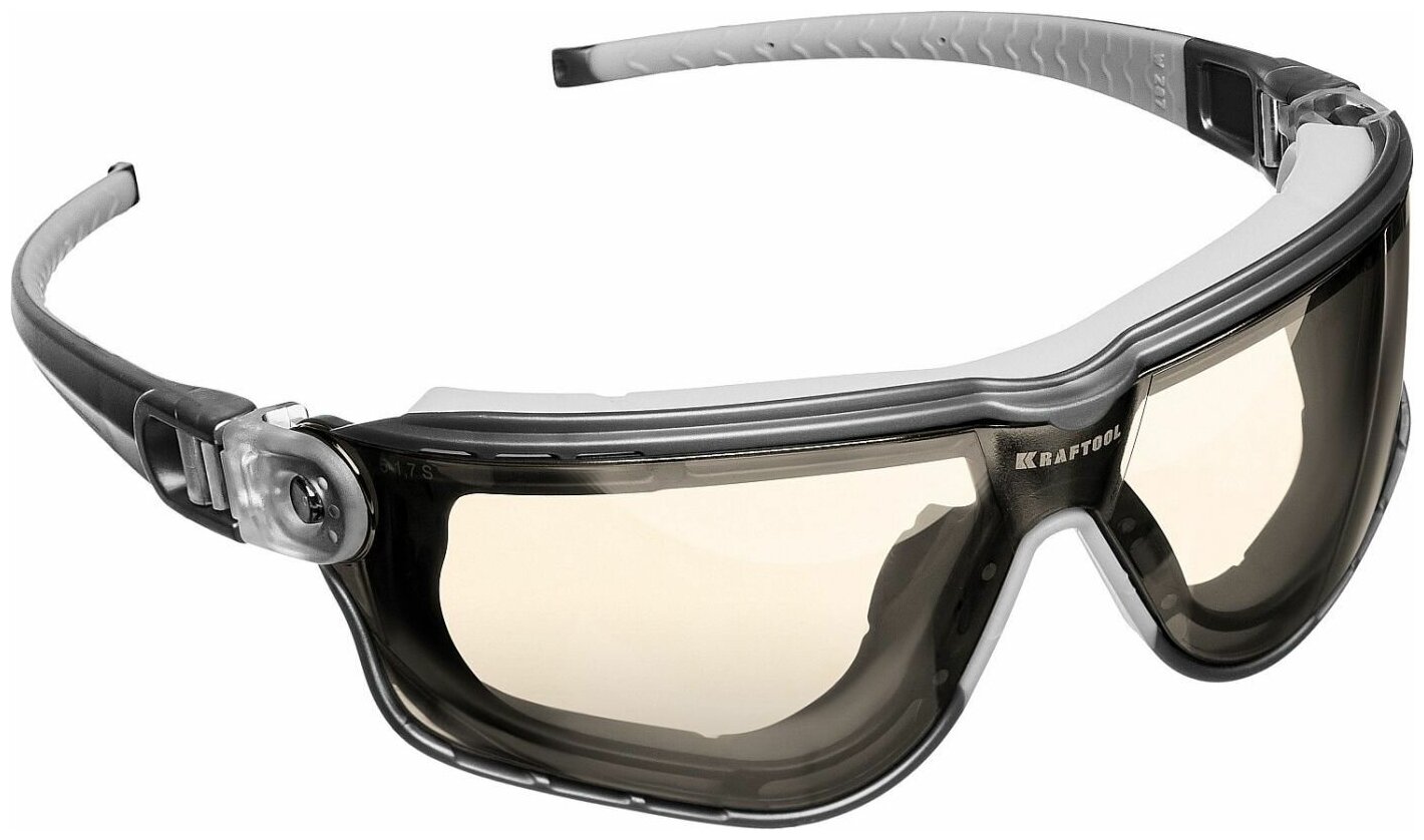 KRAFTOOL ORION Прозрачные профессиональные защитные очки с регулируемыми дужками, поликарбонатная монолинза, непрямая вентиляция 110305_z01