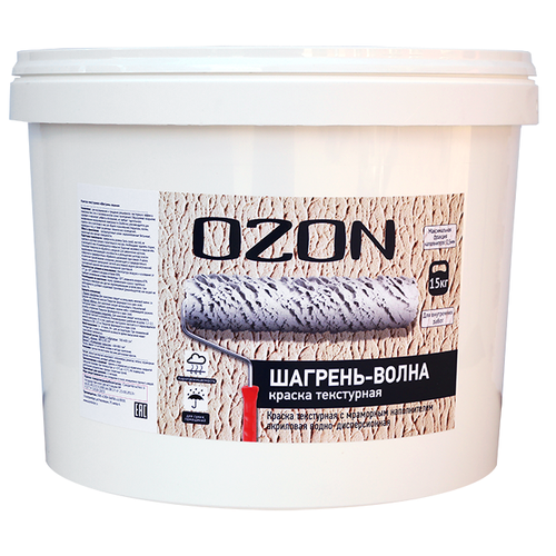 Декоративное покрытие OZON Шагрень-Волна (ВД-АК-272), белый, 15 кг, 9 л