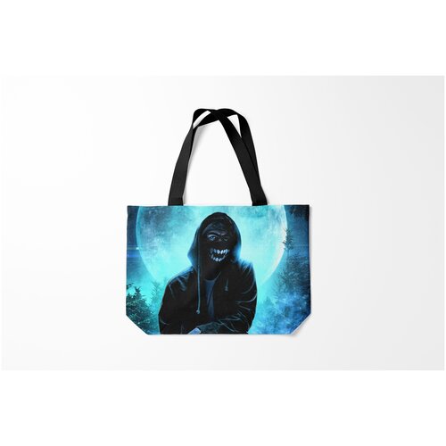 фото Сумка-шоппер / 46х35 см / неоновые принты / разные парень в маске burnettie