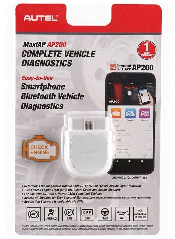 Автосканер AP200 Bluetooth для для Android и iOS