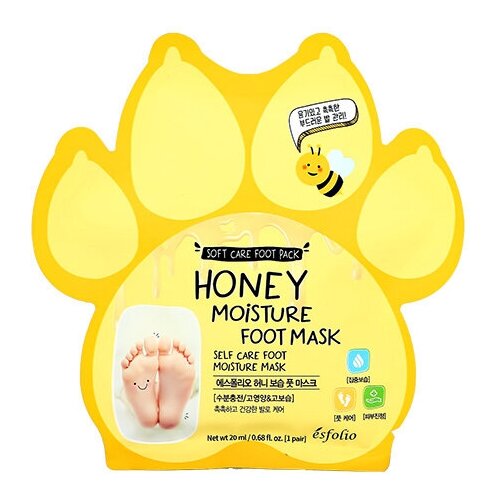 Маска-носочки для ног ESFOLIO с экстрактом меда увлажняющая 10 мл x 2 шт 381₽