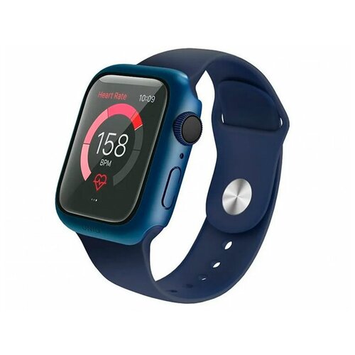 Чехол Uniq для Apple Watch 44 mm Nautic +9H стекло водоотталкивающее IP68 синий