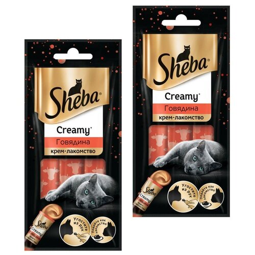 Sheba Creamy Лакомство для кошек с говядиной, 3х12 г, 2 упаковки