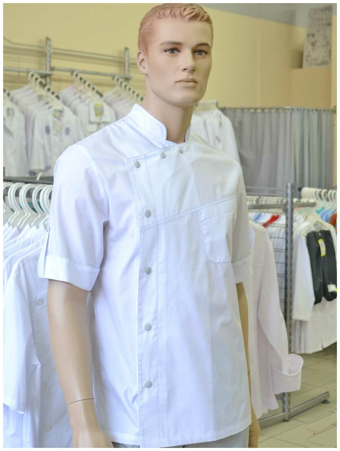 Куртка поварская мужская, производитель Фабрика швейных изделий №3, модель М-141, размер 52, цвет белый