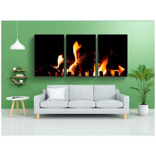 фото Набор модулных постеров для интерьера "костра, камин, пожар" 60x90 см. в тубусе, без рамки lotsprints