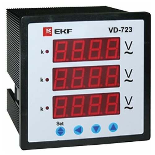 EKF Вольтметр цифровой VD-723 на панель 72х72 трехфазный EKF vd-723 ekf вольтметр цифровой vd 723 на панель 72х72 трехфазный ekf vd 723