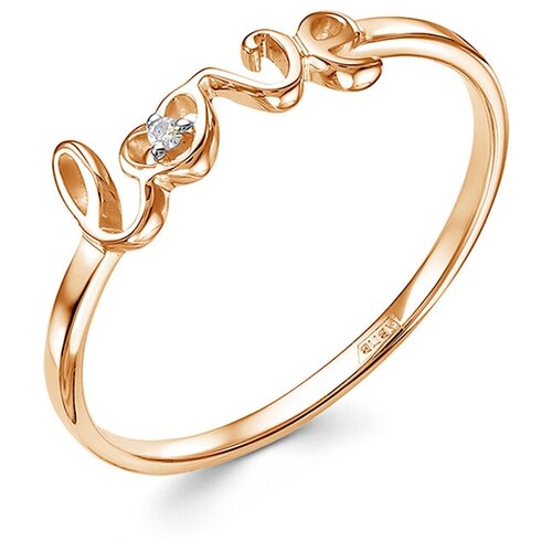 Кольцо Vesna jewelry, красное золото, 585 проба, родирование, бриллиант, размер 16.5, бесцветный