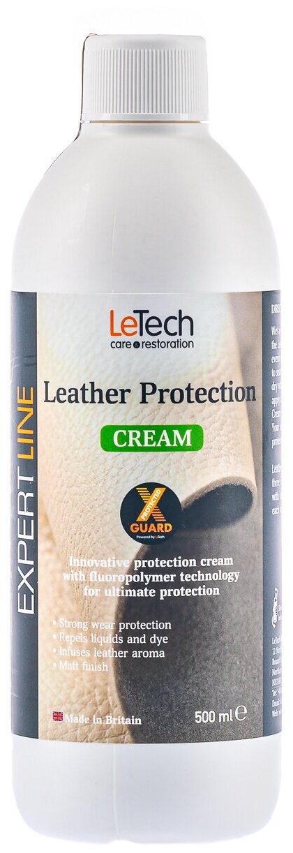 Крем защитный для натуральной кожи, матовый, LeTech, Leather Protection Cream, 500ml