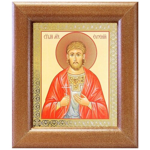 Мученик Евгений Севастийский, икона в широкой рамке 14,5*16,5 см мученик валерий севастийский икона в широкой рамке 14 5 16 5 см