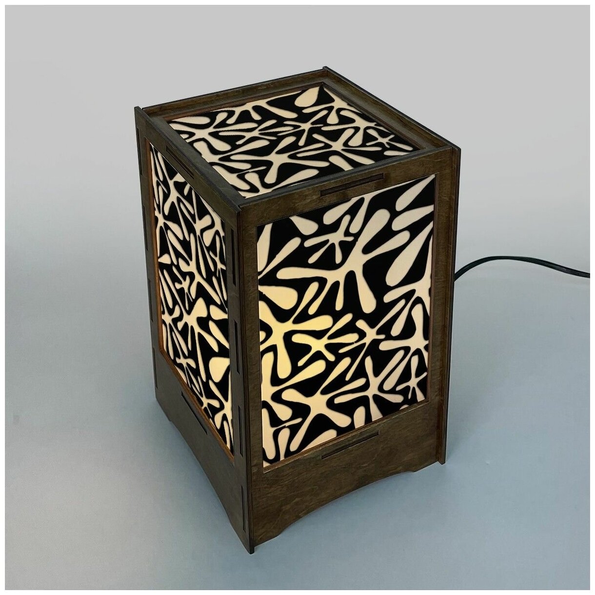 Светильник, ночник деревянный настольный кляксы - 158 - фотография № 1