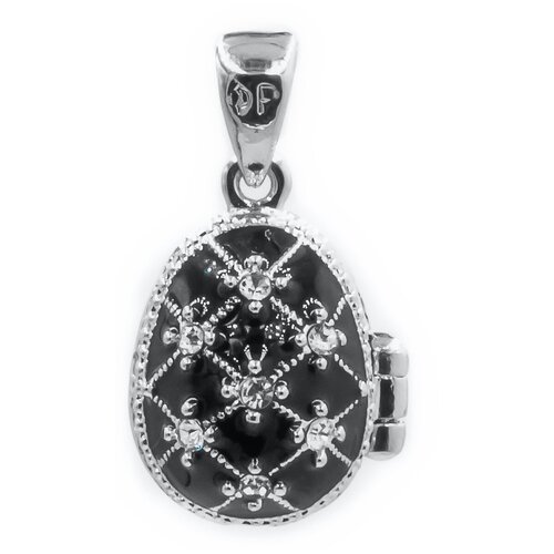 фото Подвеска "св" в стиле фаберже "звезды" с ангелом 2,3 см черная / серебристая