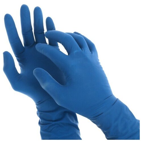 фото A. d. m. перчатки a. d. m. латексные неопудренные, размер m, 50 шт/уп, цвет синий a.d.m.