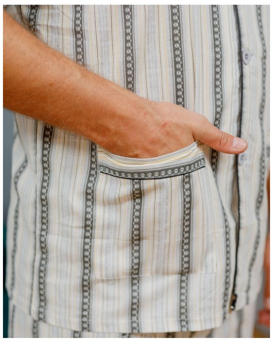 Пижама мужская с шортами и рубашкой на пуговицах хлопок - фотография № 8
