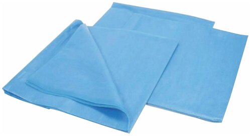 Комплект постельного белья одноразовый КХ-19 гекса нестерильный, 3 предмета, 25 г/м2, голубой