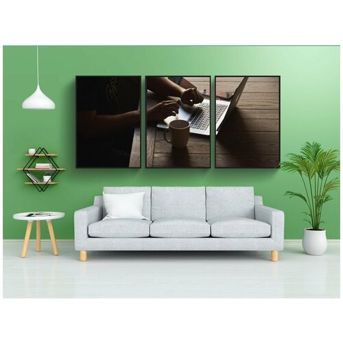 фото Набор модулных постеров для интерьера "компьютер, чашка, гаджеты" 60x90 см. в тубусе, без рамки lotsprints