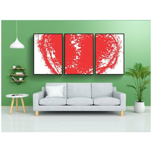 фото Набор модулных постеров для интерьера "сердце, брызги краски, гранж" 60x90 см. в тубусе, без рамки lotsprints