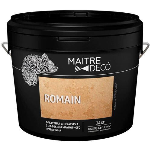 Декоративное покрытие Maitre Deco штукатурка Romain, белый, 14 кг декоративное покрытие luxens штукатурка декоративная белый 14 кг