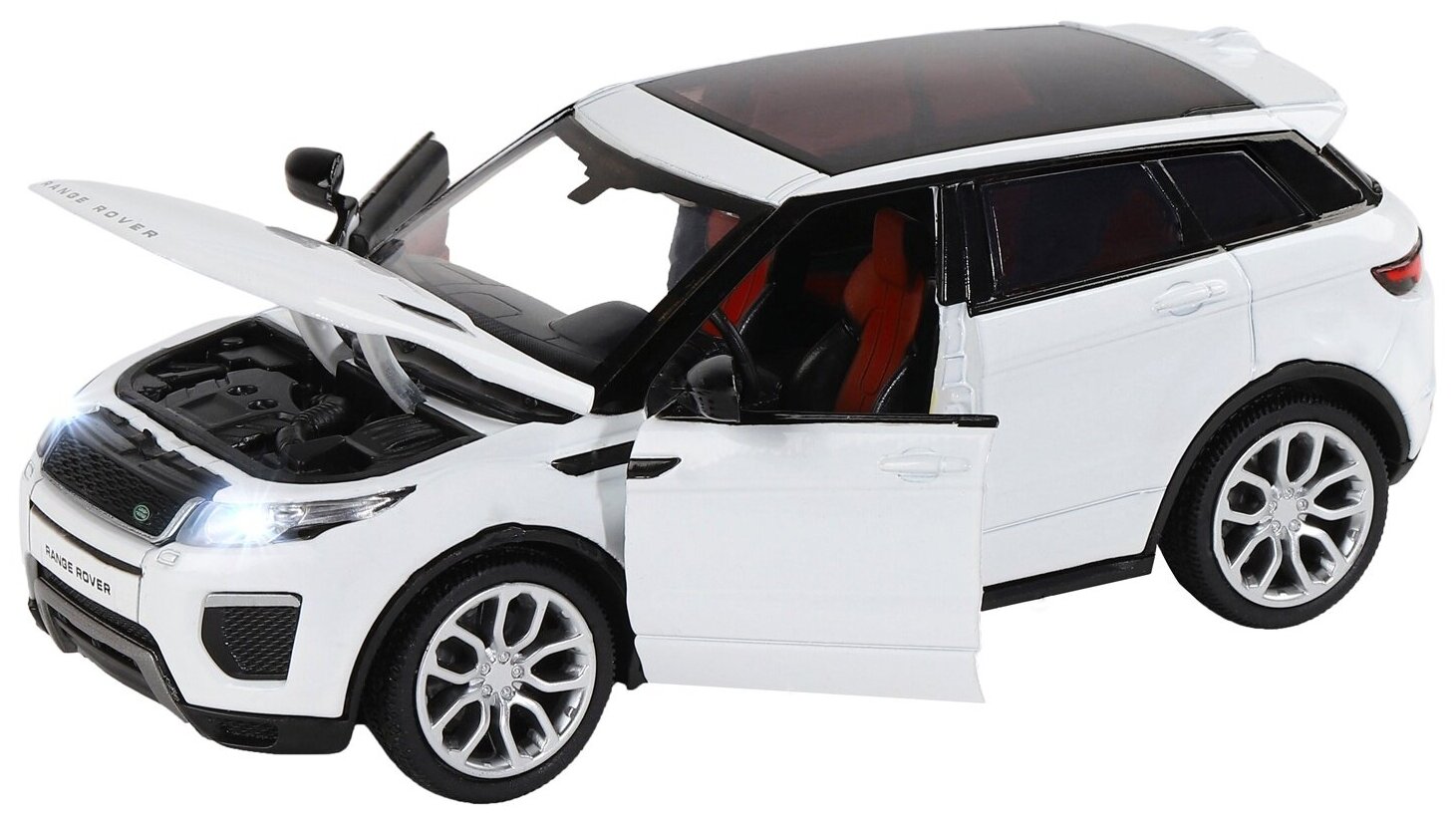 Машинка металлическая Автопанорама 1:32, Range Rover Evoque, белый, инерция, свет, звук, открываются двери (JB1251329)