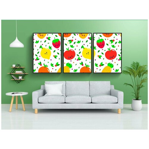 фото Набор модулных постеров для интерьера "шаблон, фрукты, апельсин" 60x90 см. в тубусе, без рамки lotsprints