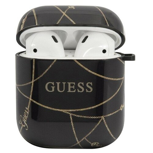 фото Guess чехол guess chain с кольцом для airpods 1/2, черный