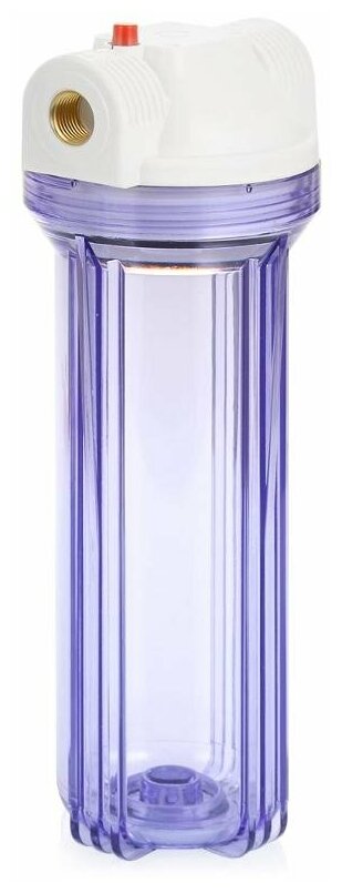 Корпус Гейзер 10" 3/4 МС прозрачный для холодной воды, с пластиковой резьбой, металлическая скоба