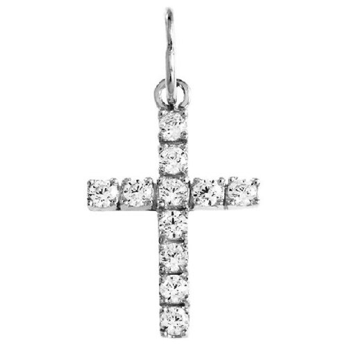 Крестик Аврора, серебро, 925 проба, родирование, фианит подвеска крест из серебра аврора 84153