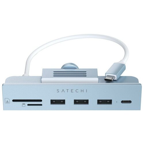 USB-C-концентратор Satechi Aluminum USB-C Clamp Hub для 24 iMac. Цвет: синий хаб usb satechi usb c aluminum usb c clamp hub для 24 imac st ucichb