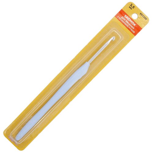 фото 953350 крючок для вязания с резиновой ручкой, 3,5 мм, hobby&pro hobby & pro