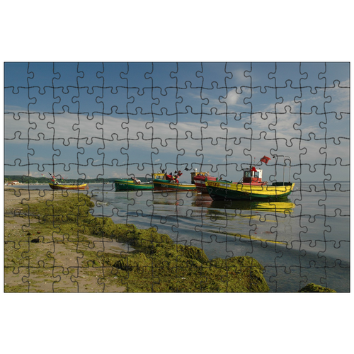 фото Магнитный пазл 27x18см."лодки, пляж, море" на холодильник lotsprints