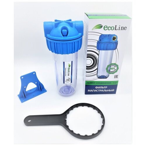 Магистральный фильтр Ecoline SL10 3/4 для холодной воды (в комплекте: ключ, кронштейн, крепление)