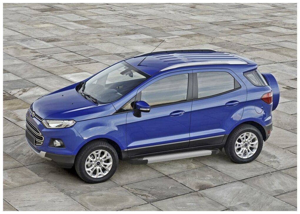 Пороги алюминиевые с площадкой "SILVER" (арт F160AL18061) FORD Ecosport 2014-2018- н в