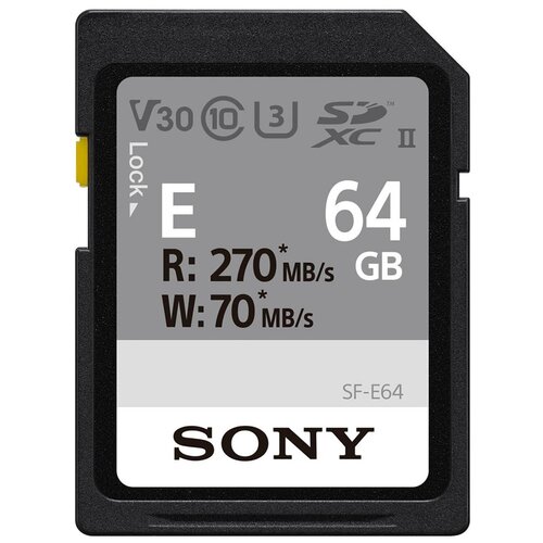 Карта-памяти SDXC 64GB Sony SF-E UHS-II U3 V30 270/70 MB/s (SF-E64)